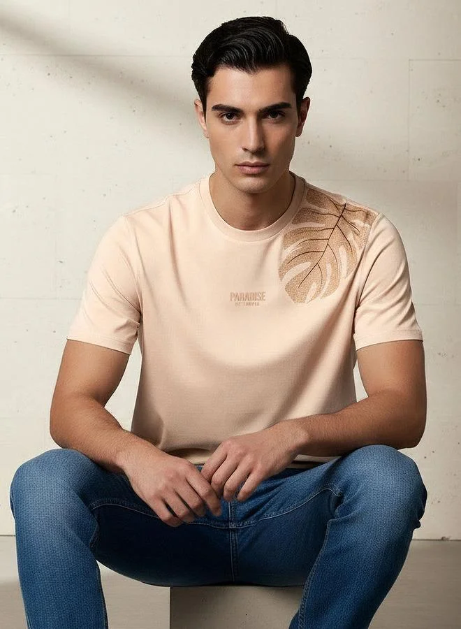 سبلاش فيڤ Men Regular Fit Crew Neck Short Sleeve Printed T-shirt